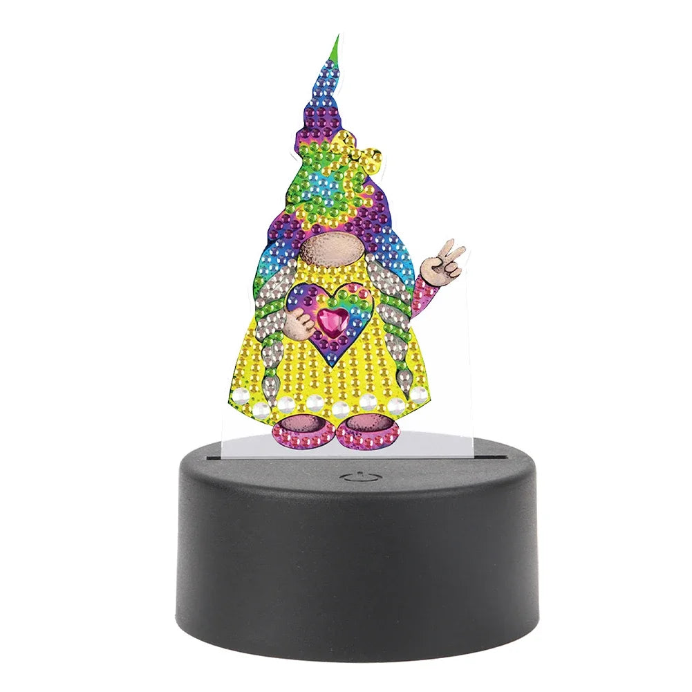 DIY Diamonds Painting Animals Table Lamp Handmade Diamond Mosaic Lamp LED Diamond Embroidery Night Lamp for Office Desktop Decor