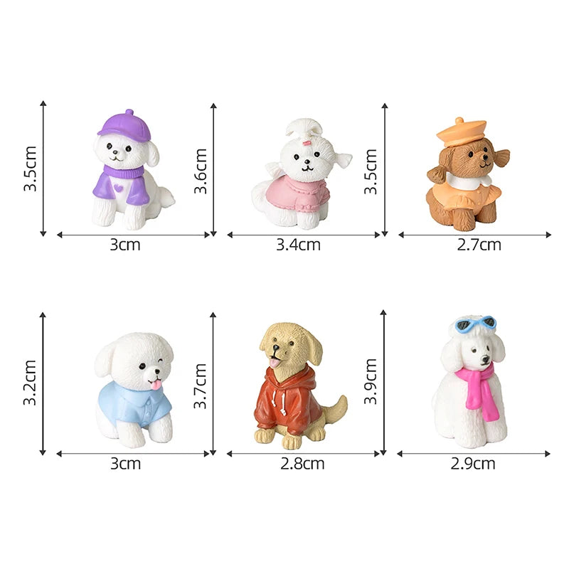 6PCS Desk Accessories Figurines Miniatures Cute Simulation Dog Pomeranian Micro Landscape Ornaments For Home Decoration