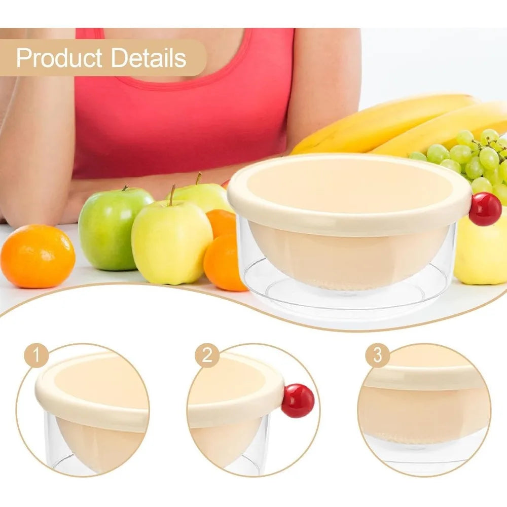 Kitchen Strainer Colander Bowl Drain Bowl Double Layer Home Multifunctional 2 in Colander Set for Food Mixing Salad, White 24x10