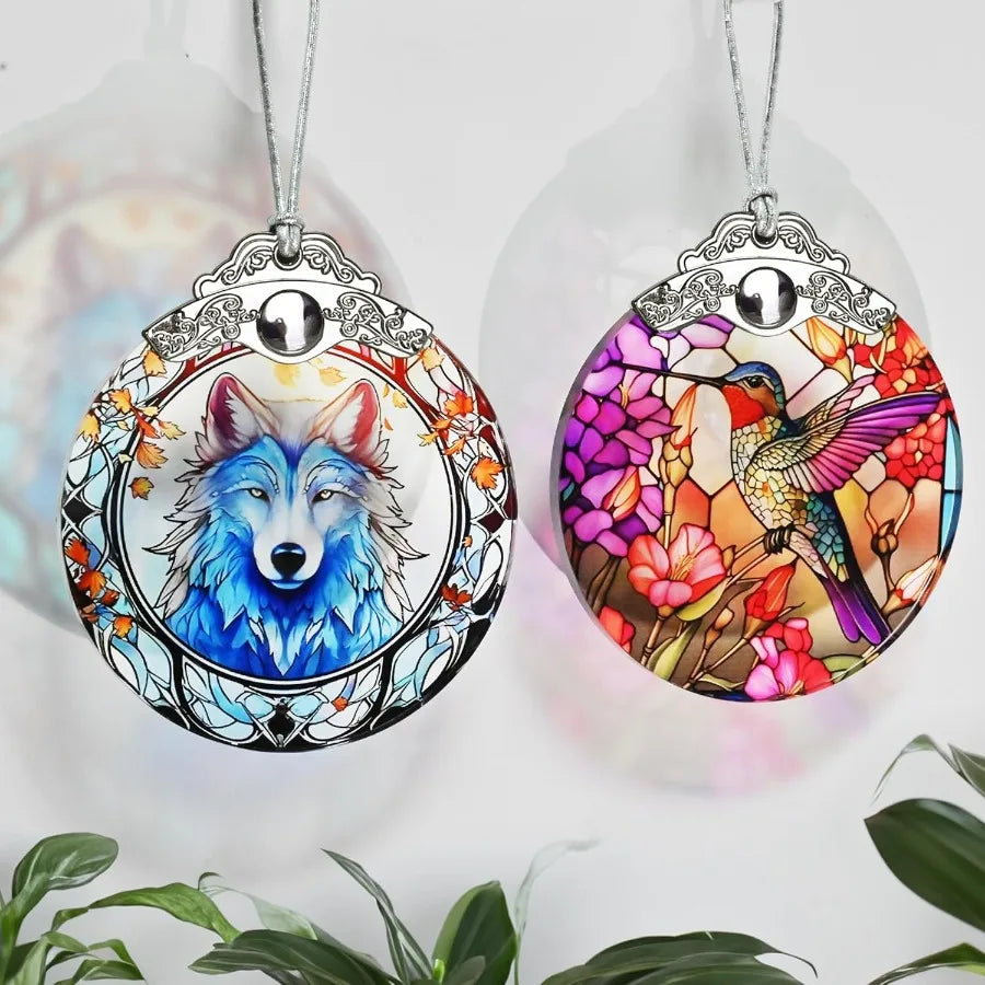 Christmas Ornament Stained Glass Hummingbird Decor for Tree Holiday Decorations and Xmas Gift Ideas