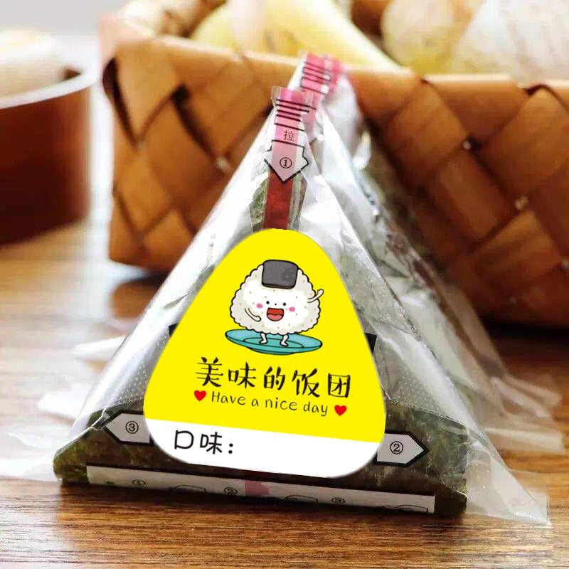 80Pcs Triangle Rice Ball Packing Bag Stickers Nori Seaweed Onigiri Sushi Bag Stickers Sushi Making Mold Tools Bento Accessories