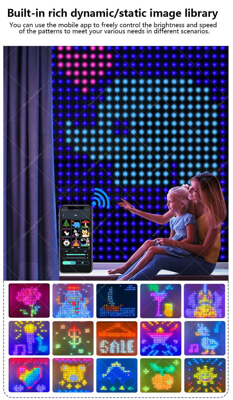 400LEDs Curtain Light String RGB String Lights APP Remote Control Music Sync USB Plug Curtain Light for Room Curtain Decorations