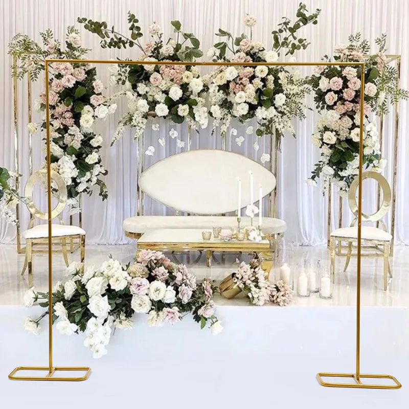 Gold Wedding Decoration Arch Door Square Metal Flower Rack with Bases Background Decorative Frame Party Wedding Supplies