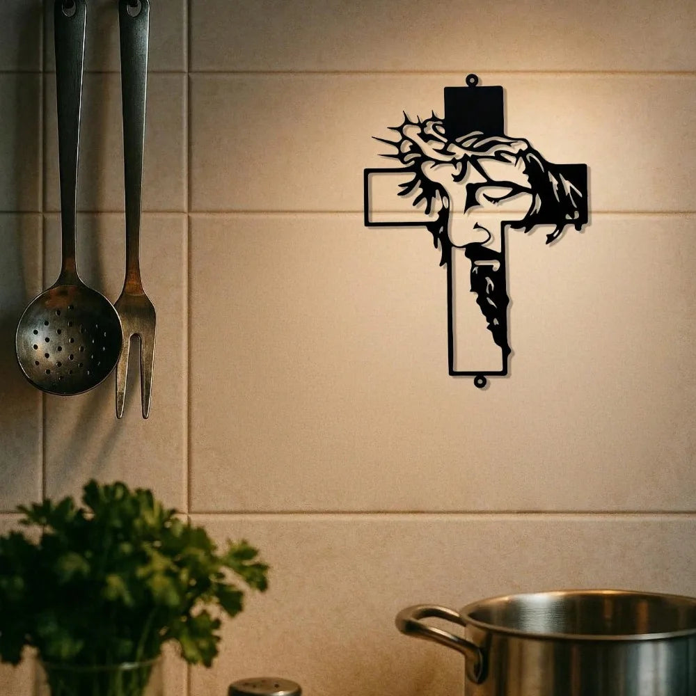 Premium 11.8Inch Jesus Metal Cross Wall Hanging–Rustic Christian Home Decor for Indoor&Outdoor Walls,Faith-Based Art for Bedroom