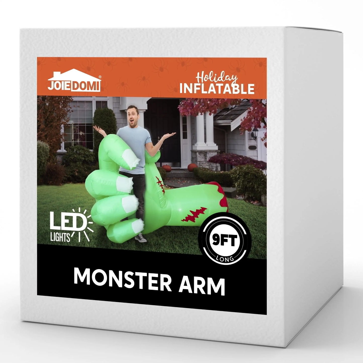 Joyfy 9ft Halloween Inflatables Broken Hand Giant Zombie Arm Outdoor Decoration with Built-in LEDs Scary Green Giant Hand