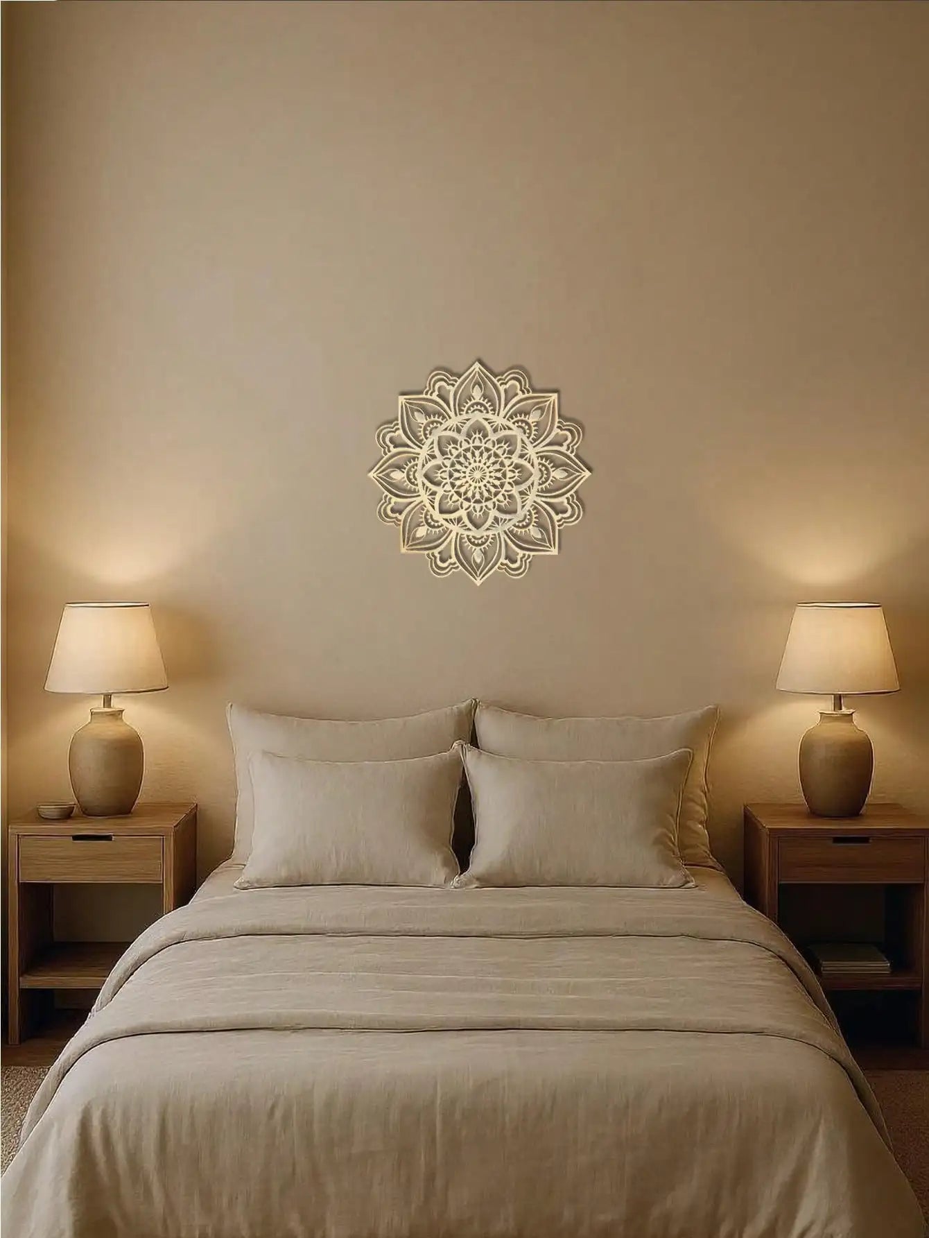 Gold Metal Wall Art Decor – Intricate Mandala Design: Versatile Hanging for Bedroom, Living Room, Study, Office & More