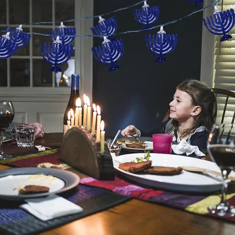 Hanukkah String Lights 9.84ft Chanukah Lights Decorations 20LEDs Chanukah Decor Battery Operated Blue Hanukkah Lights For Window