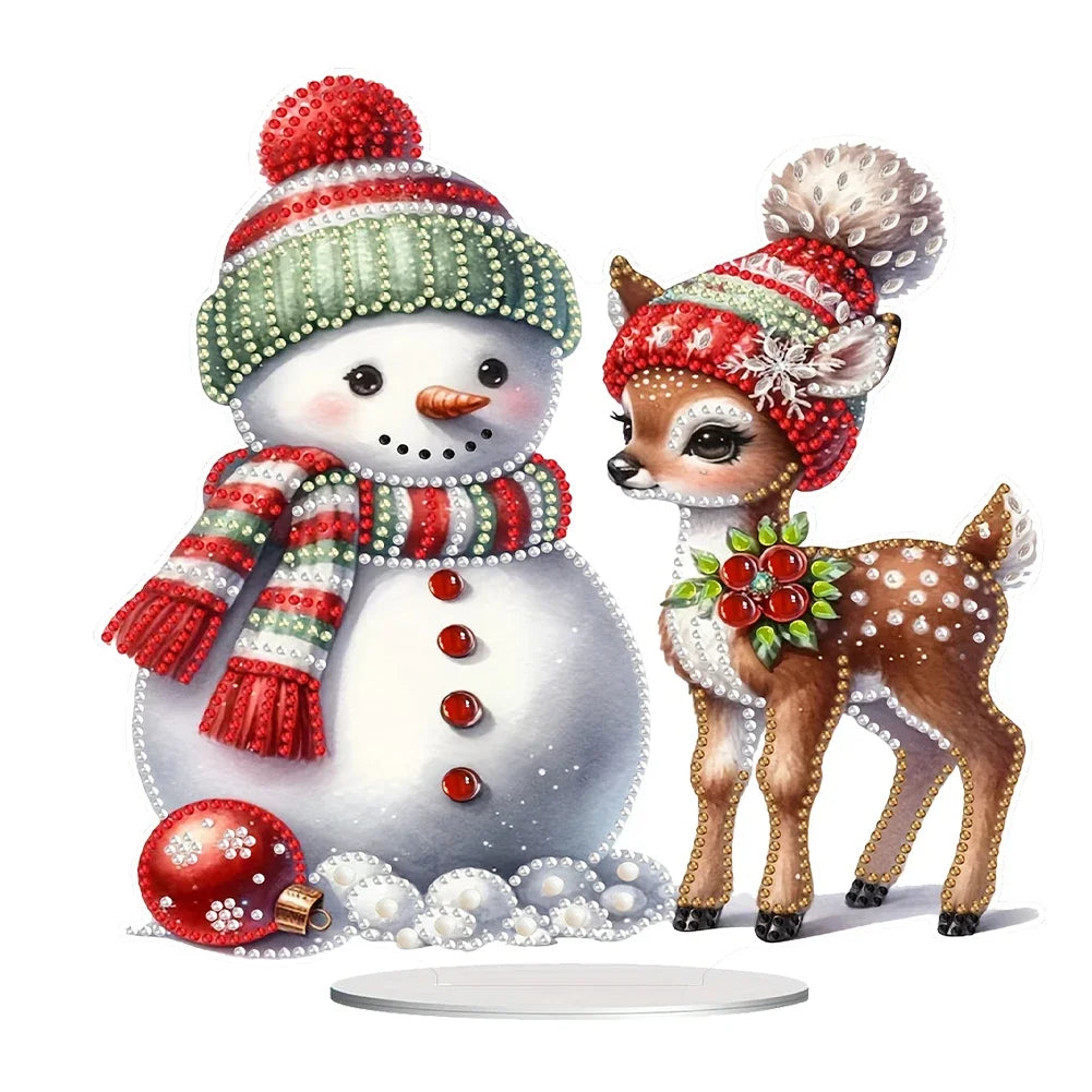 Christmas Special Shaped Desktop Diamond Art Kits Acrylic Diamond Painting Desktop Ornaments Kit for Home Office Desktop Decor