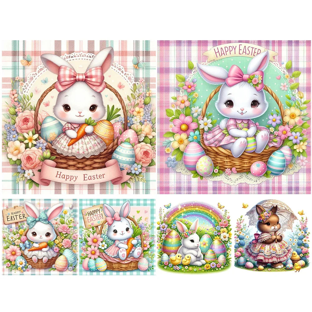 30*30CM 5D DIY Full Round Drill Diamond Painting Easter Gnome Egg Kit Home Decoration Art Craft Mosaic Painting
