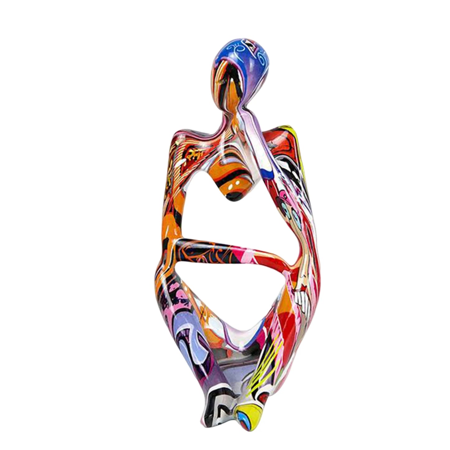 3pcs Thinker Statues Art Graffiti Resin Abstract Character Figurines Ornaments Handicraft Home Decor for Living Room