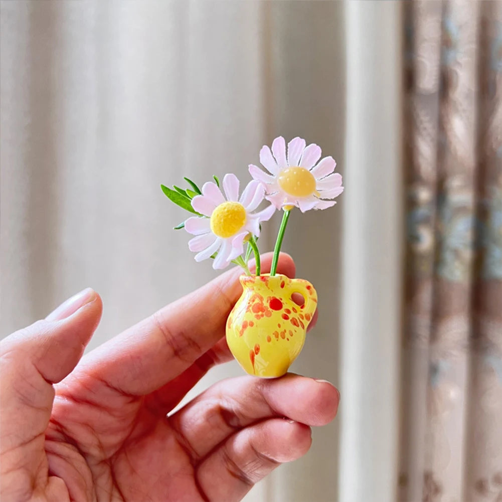 8/6/5Pcs Cute Refrigerator Magnets Ceramic Vase 3D Fridge Stickers Kitchen Office Refrigerator Decoration Kitchen Decoration