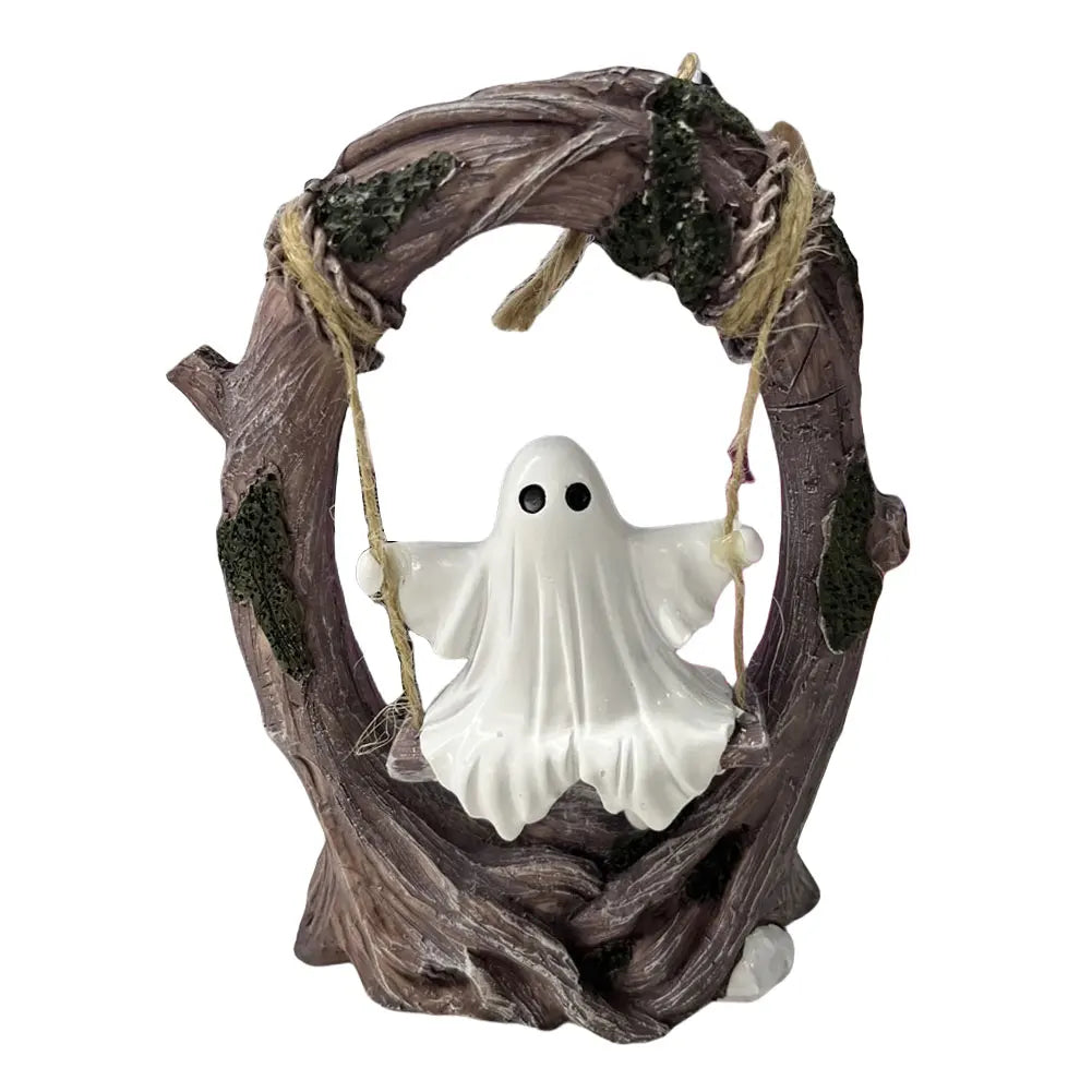 Halloween White Ghost Sculptures Funny Tree Hanging Ornaments White Ghost Swing Decorations for Tabletop Centerpiece