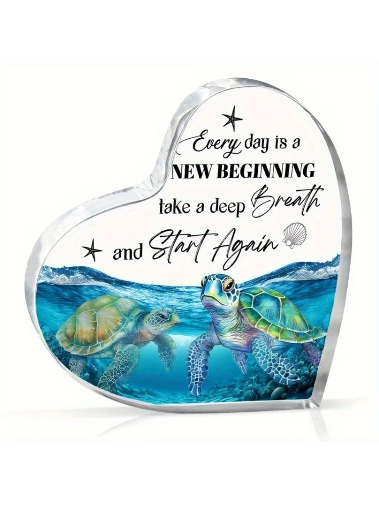Blue Sea Turtle Acrylic Decor - Ocean Themed Desktop Gift for Home & Office