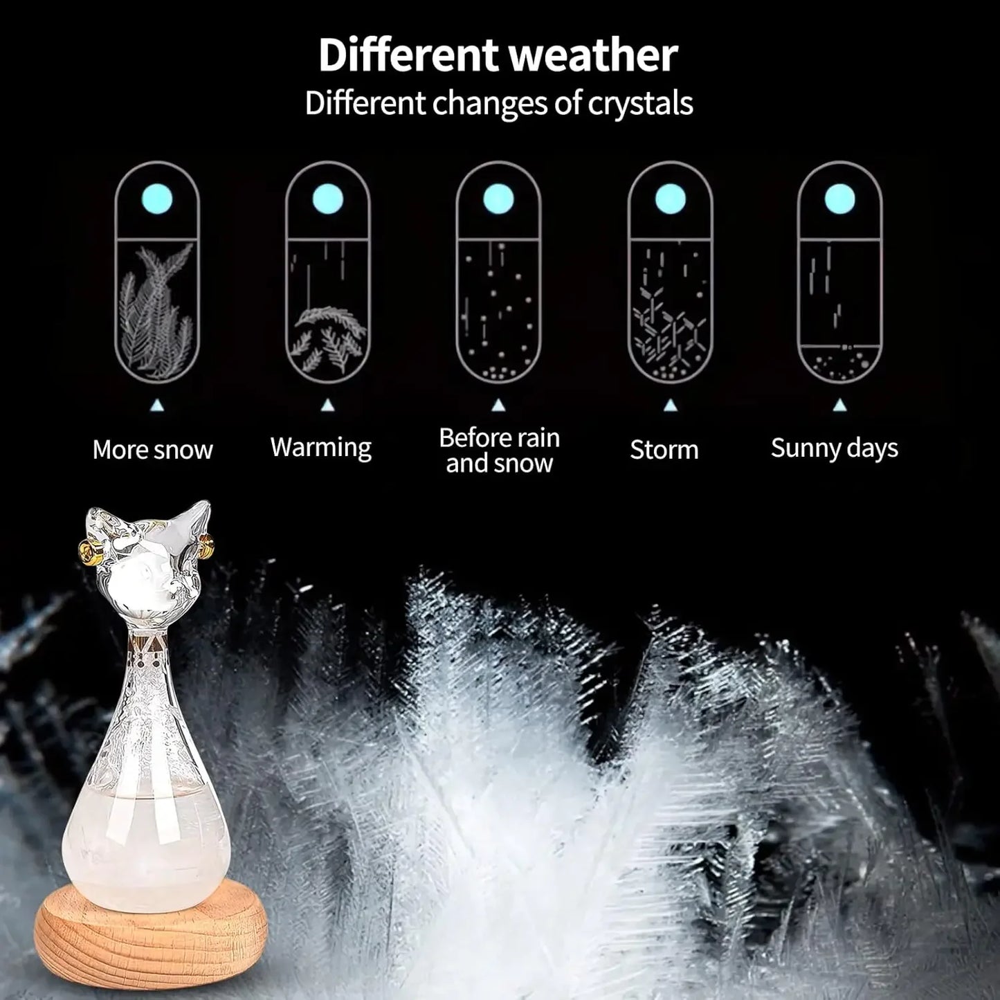 Glass Weather Predictor Bottle with Base Weather Forecast Station Animal Figurine for Home