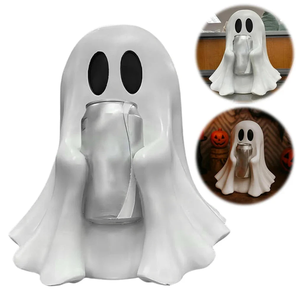 Halloween Ghost Can Holder Spooky Decor Drink Holder Cute Ghost Drink Holder Ghost Beverage Holder for Parties Gatherings