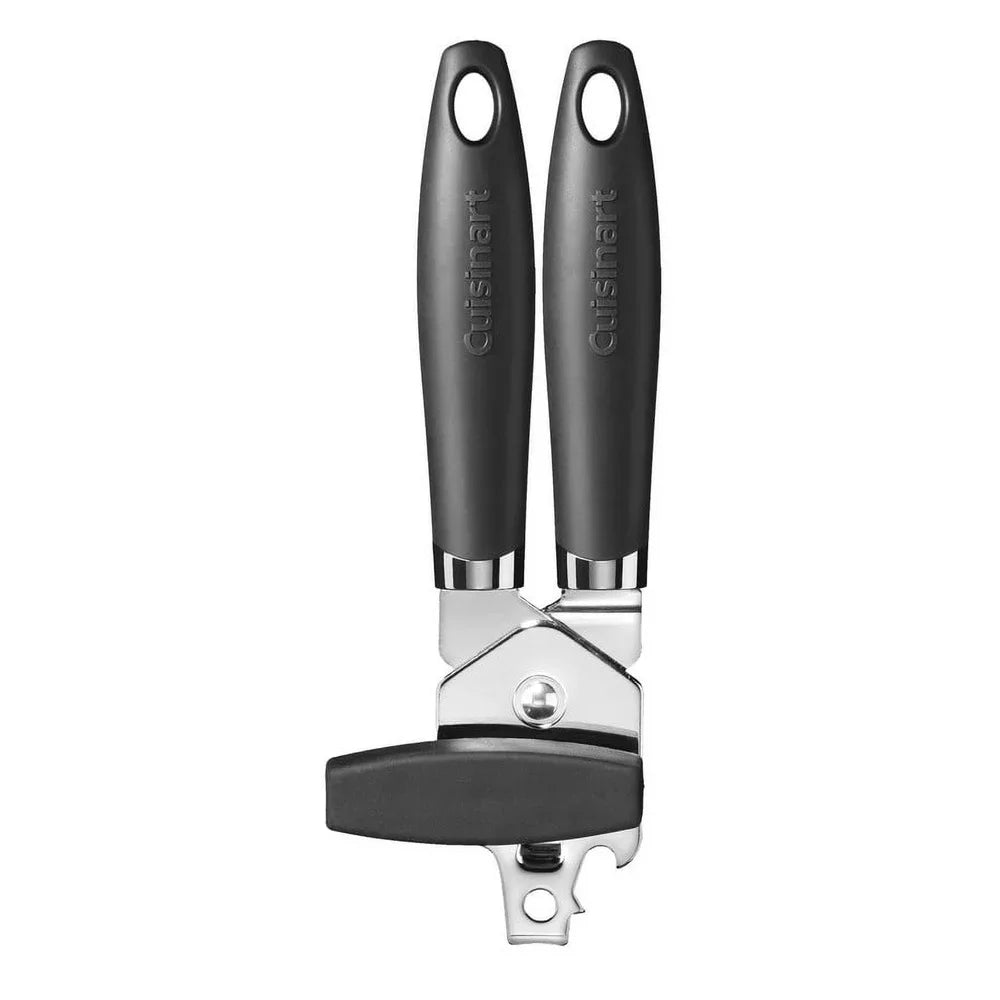 Curve Handle Can Opener with Built-in Bottle Opener Non-Slip Soft Grip Dishwasher Safe Kitchen Gadget Stainless Steel Blade