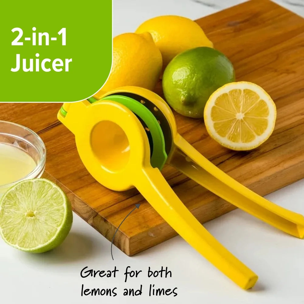 2-in-1 Lemon Lime Squeezer Dual-Cavity Juicer Heavy-Duty Aluminum Construction Ergonomic Handles Dishwasher Safe Kitchen Gadget