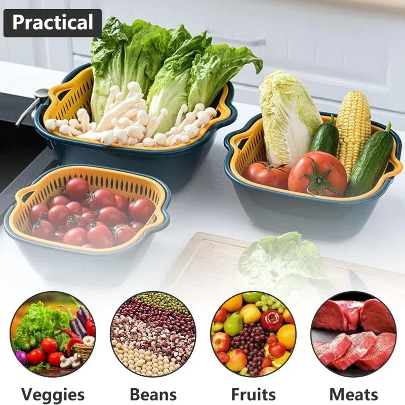 Reusable Kitchen Sink Vegetable drainer Fruit basket For fruit washing Plastic basin vegetable washing basin drain basket Basin