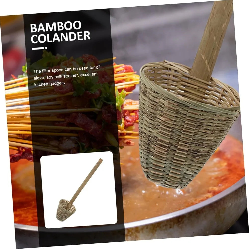 Bamboo Colander Strainer Noodle Skimmer Cooking Spoon Multi-functional Kitchen Tool