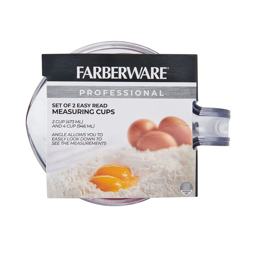 Professional Set of 2 Nesting Measuring Cups Easy Read Design Dishwasher Safe Space Saving Versatile Liquid Measuring Kitchen