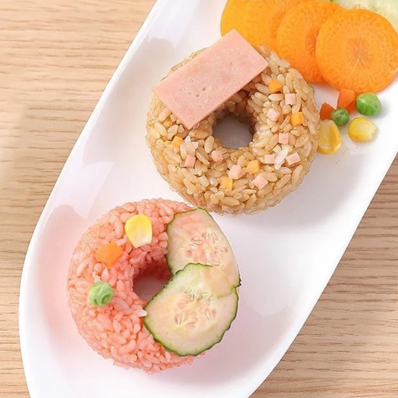 2PCS Creative Sushi Donut Shape Maker Rice Ball Mold Home Non-Stick Rice Mold
