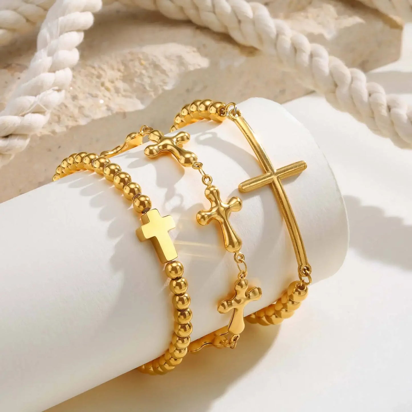 316L Stainless Steel Cross Bracelet for Women, Adjustable Chain Religious Christian Jewelry Daily Wear 2025 Trendy