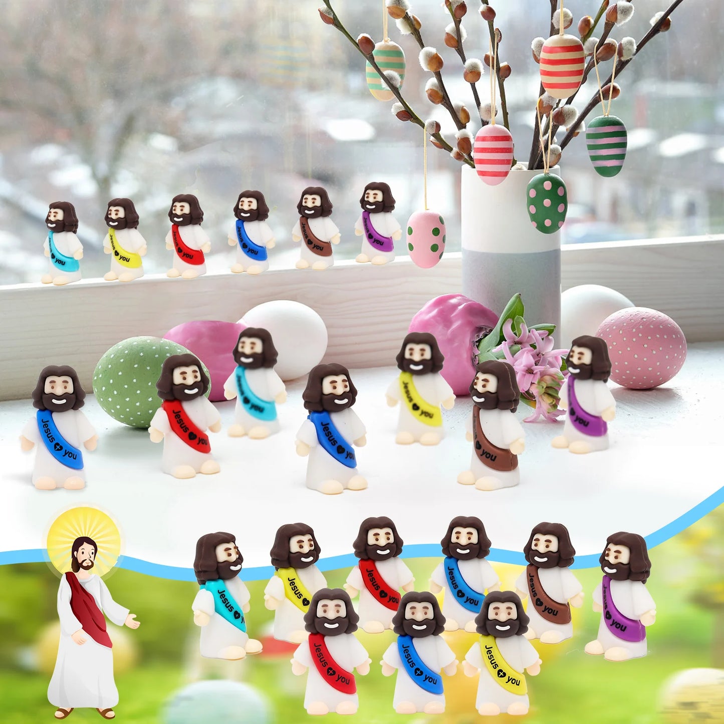 50pcs mini Jesus ornaments Jesus statues desktop decorations party gifts decorations savior Easter Christmas gifts