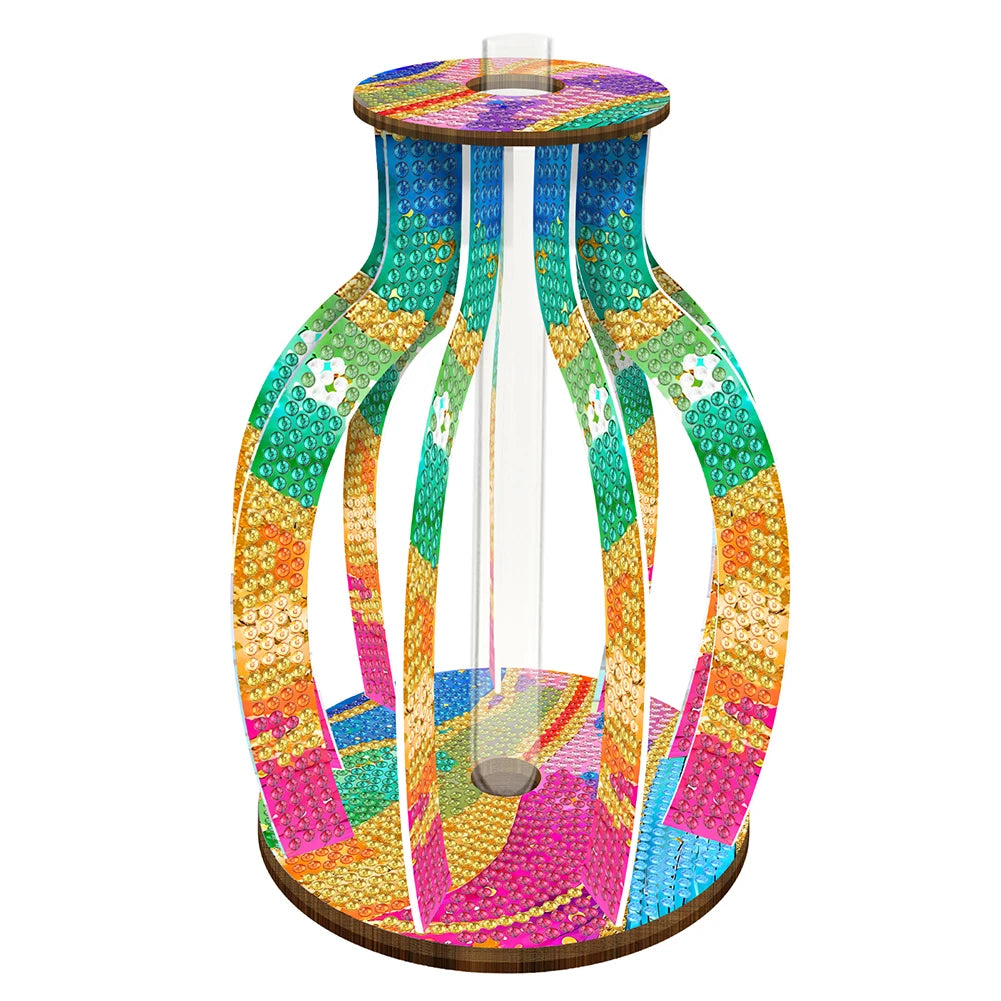 Wood Flower Diamond Painting Tabletop Ornaments Kit Desktop Diamond Art Kits Rhinestones Desktop Ornaments for Home Office Decor
