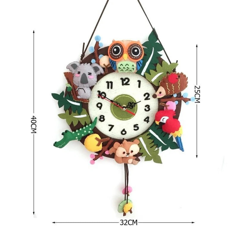 DIY Handmade Felt Making Tools Child Toys Wall Clock Cute Marine Clock For Kindergarten Home Bedroom Kitchen Decoration