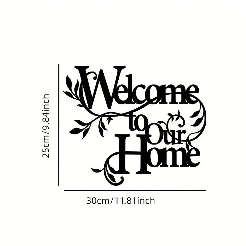 1PC Metal "Welcome To Our Home" Wall Sign - Decorative Pendant for Porch, Living Room, Garden Yard Gate
