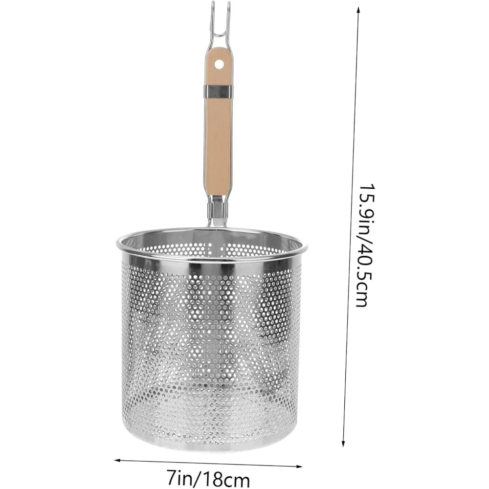 Stainless Steel Colander Round Handle Kitchen Strainer for Hot Pot Frying and Cooking Versatile Household Cooking Tool for Past