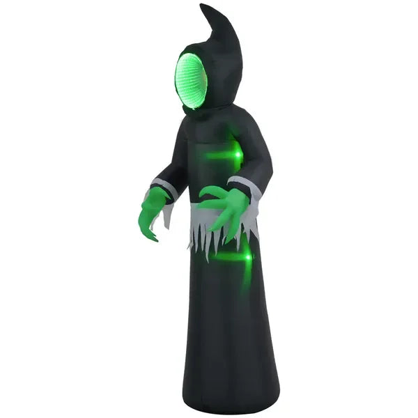 HOMCOM 8ft Inflatable Halloween Mirror ace Ghost, Blow Up LED Display for Garden Indoor Outdoor