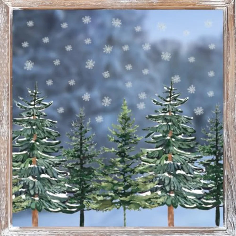 130 PCS Christmas Window Cling Sticker Trees Snow for Home Party Supplies Shop Window Glass Display Decoration Perfect for Holi