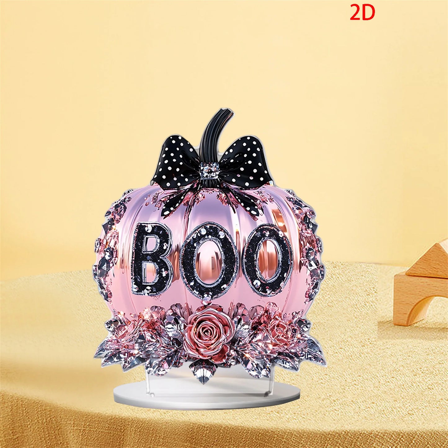 Halloween Party Decorations Spooky Acrylic Crystal Pumpkin 2D Flat Statue Ornament Table Centerpiece for Home Décor