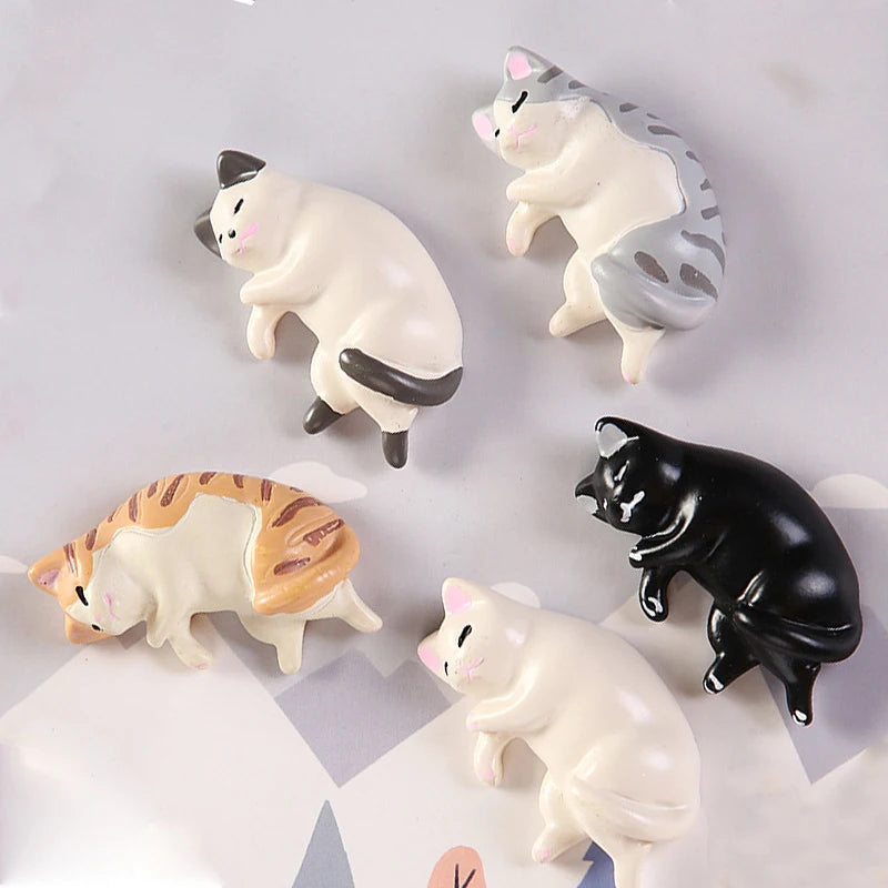 6pcs Kawaii Resin Mini Sleeping Cat Mini Figures Miniature Things Statues Dollhouse Room Home Decor Items Desk Accessories