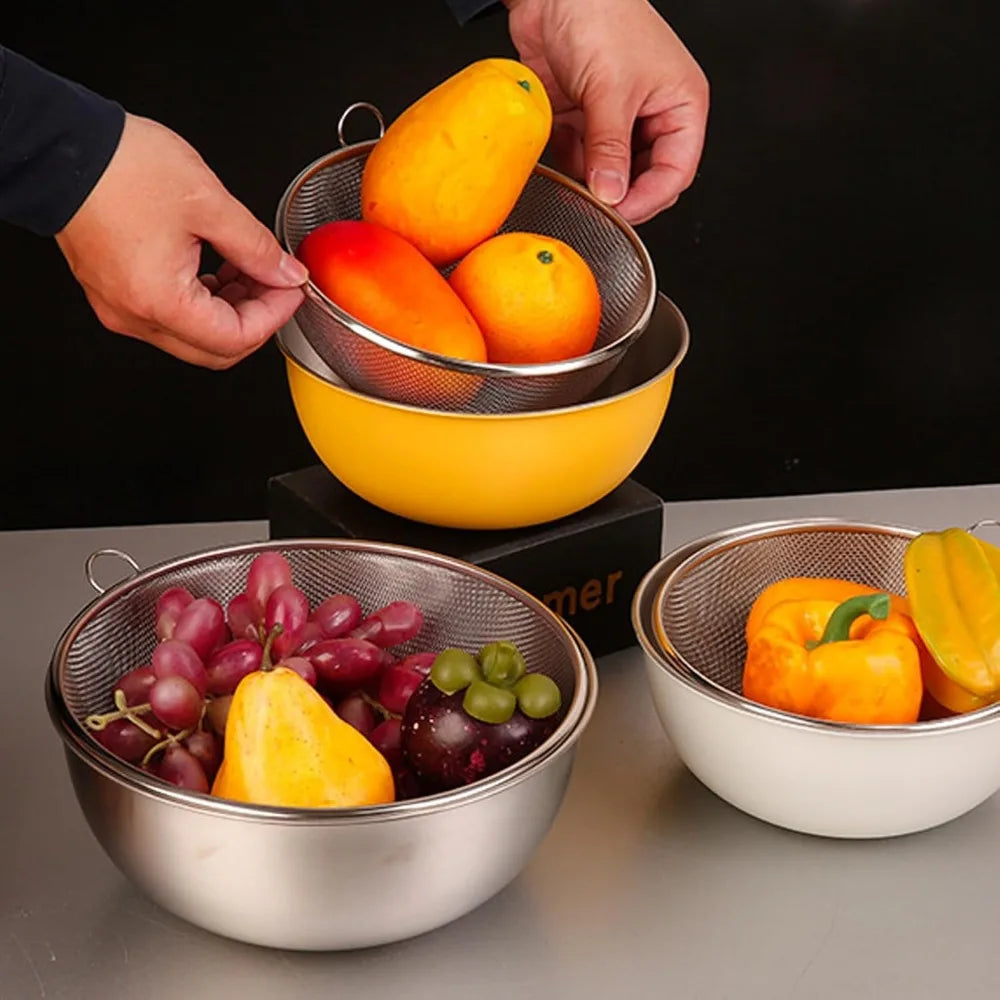 Stainless Steel Colander,Colander Bowl Set For Kitchen,Strainer With Mixing Bowl,Rusts Washer Strainer For Washing Pastas Vegeta