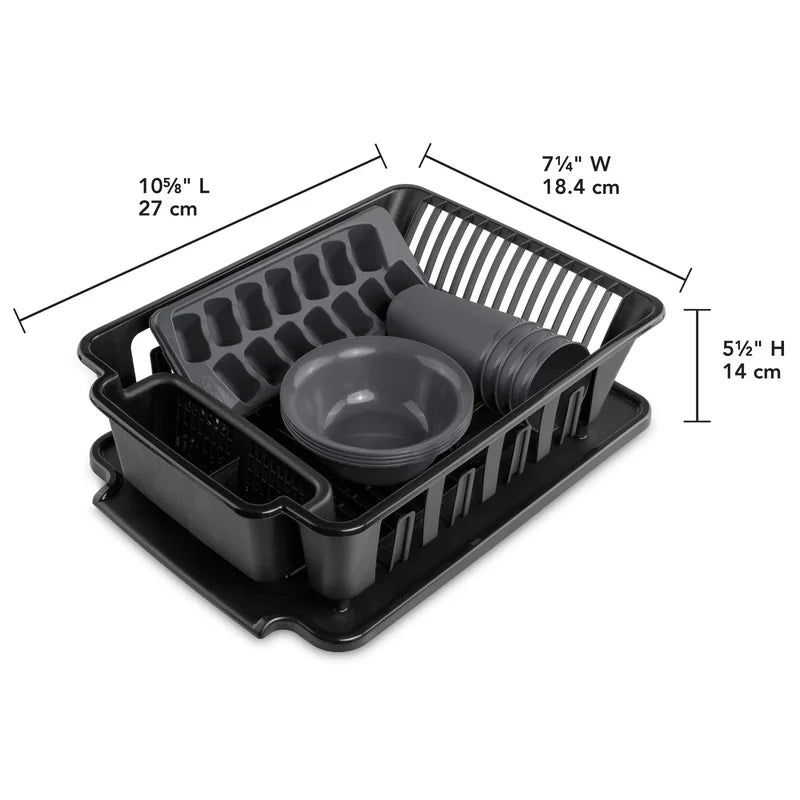 12 Piece Kitchen Set Bowls Tumblers Sink Set Ice Cube Trays Dishwasher Safe BPA Free Compact Kitchen Solution Black