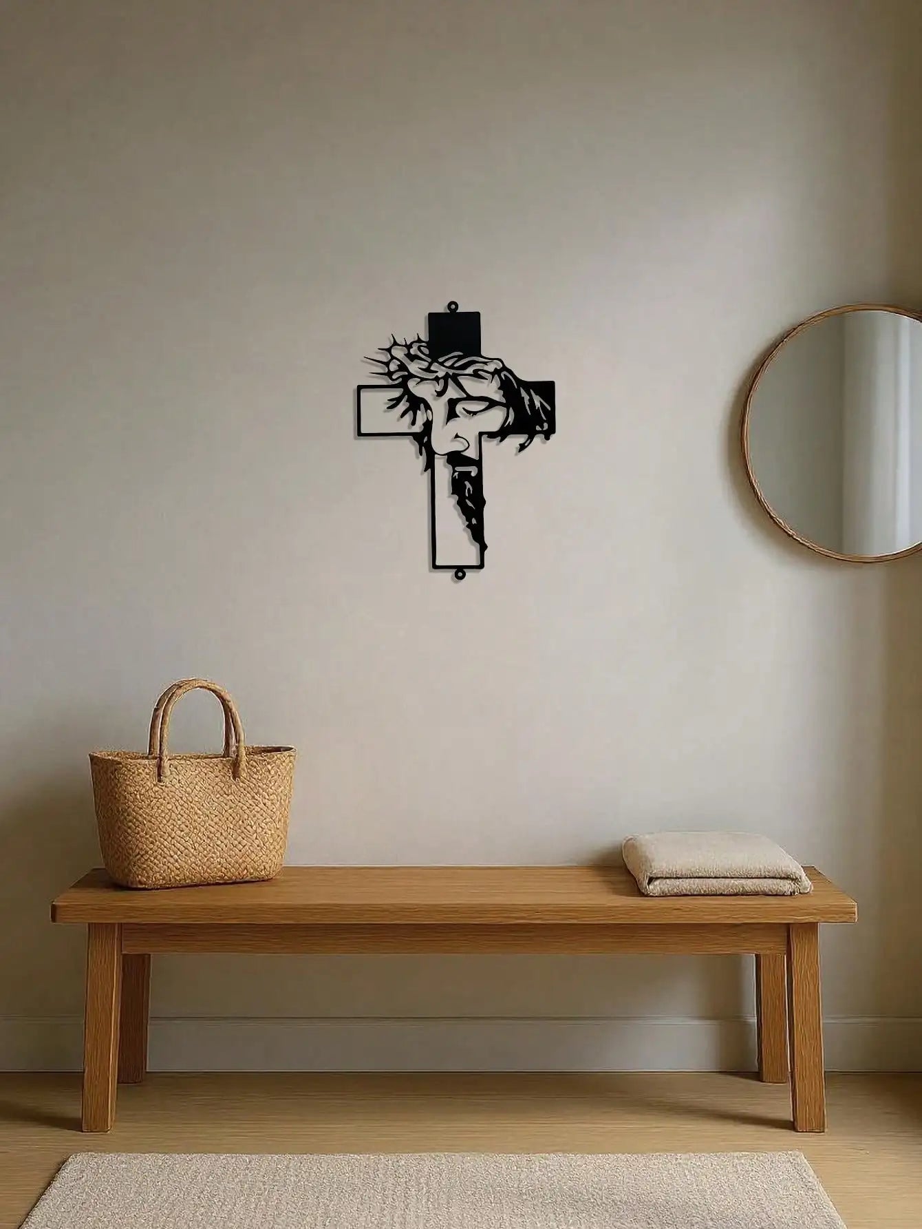 Premium 11.8Inch Jesus Metal Cross Wall Hanging–Rustic Christian Home Decor for Indoor&Outdoor Walls,Faith-Based Art for Bedroom
