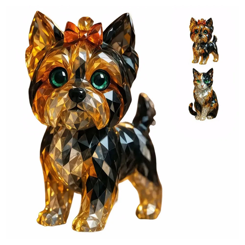 Creative Fake Crystal Mini Collectible Art Clear Statue Resin Animal Artwork Sculpture for Home Office Shelf Desk Table Decor