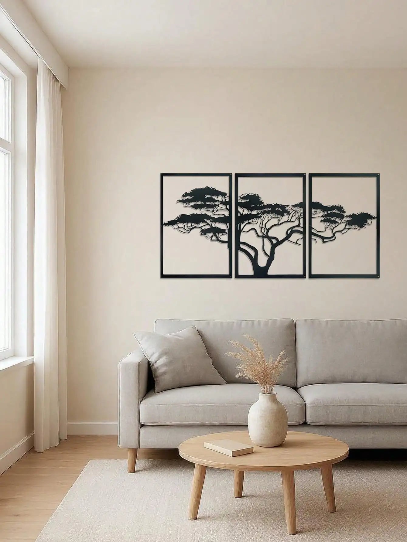 Premium 3-Piece Tree of Life Metal Wall Art Set - Elegant Black Bohemian Wall Decor for Living Room, Bedroom, Office, Bathroom