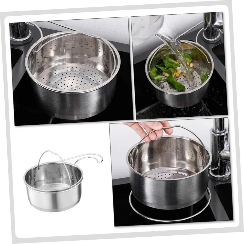 Stainless Steel Rice Washer Strainer Bowl Multi-Function Vegetable Strainer Handle for Kitchen Use Wear-Resistant Design for Wa
