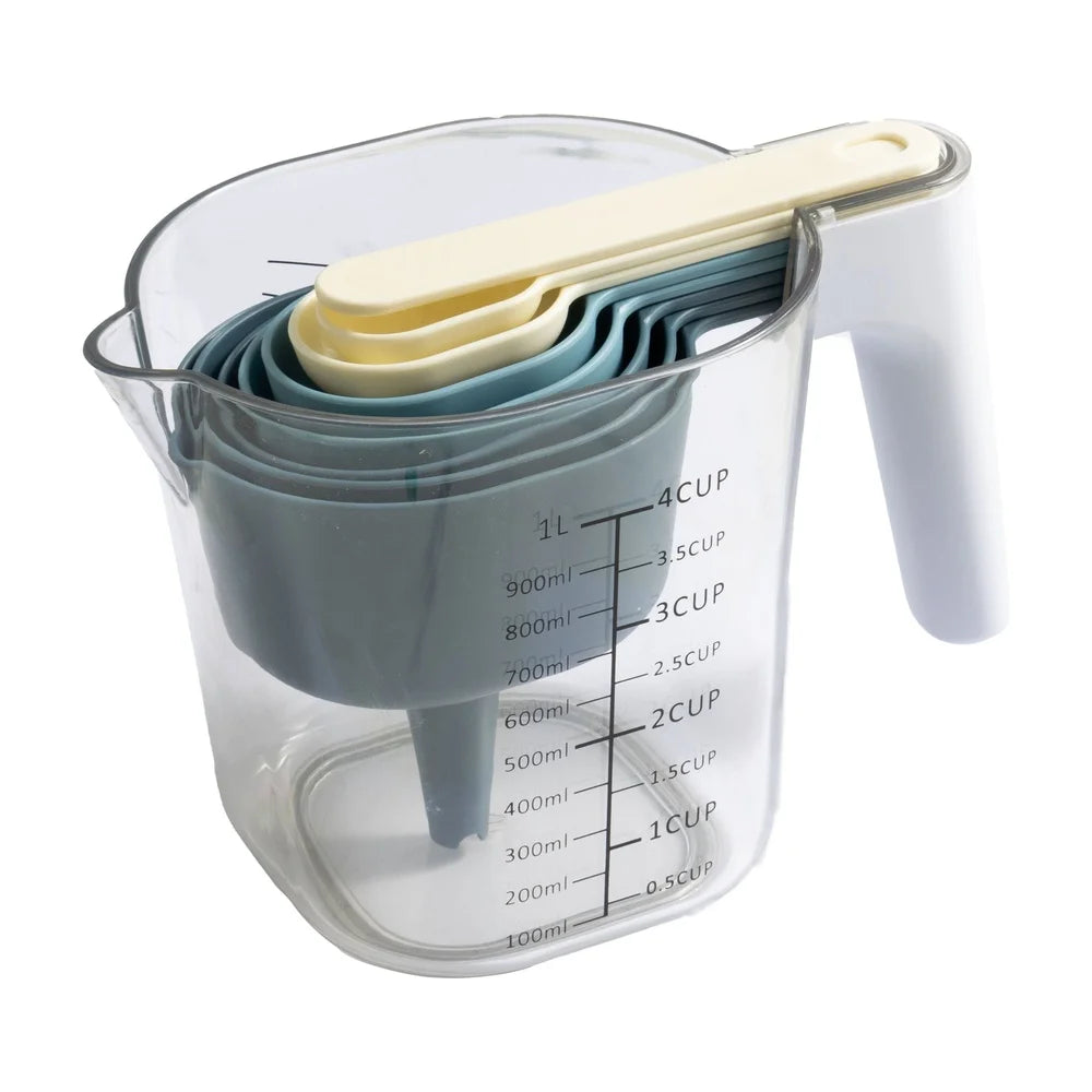 9-Piece Stackable Measuring Set Kitchen Tools Accurate Measurement Cups Spoons Non-Toxic Heat Resistant Ideal Cooking Baking