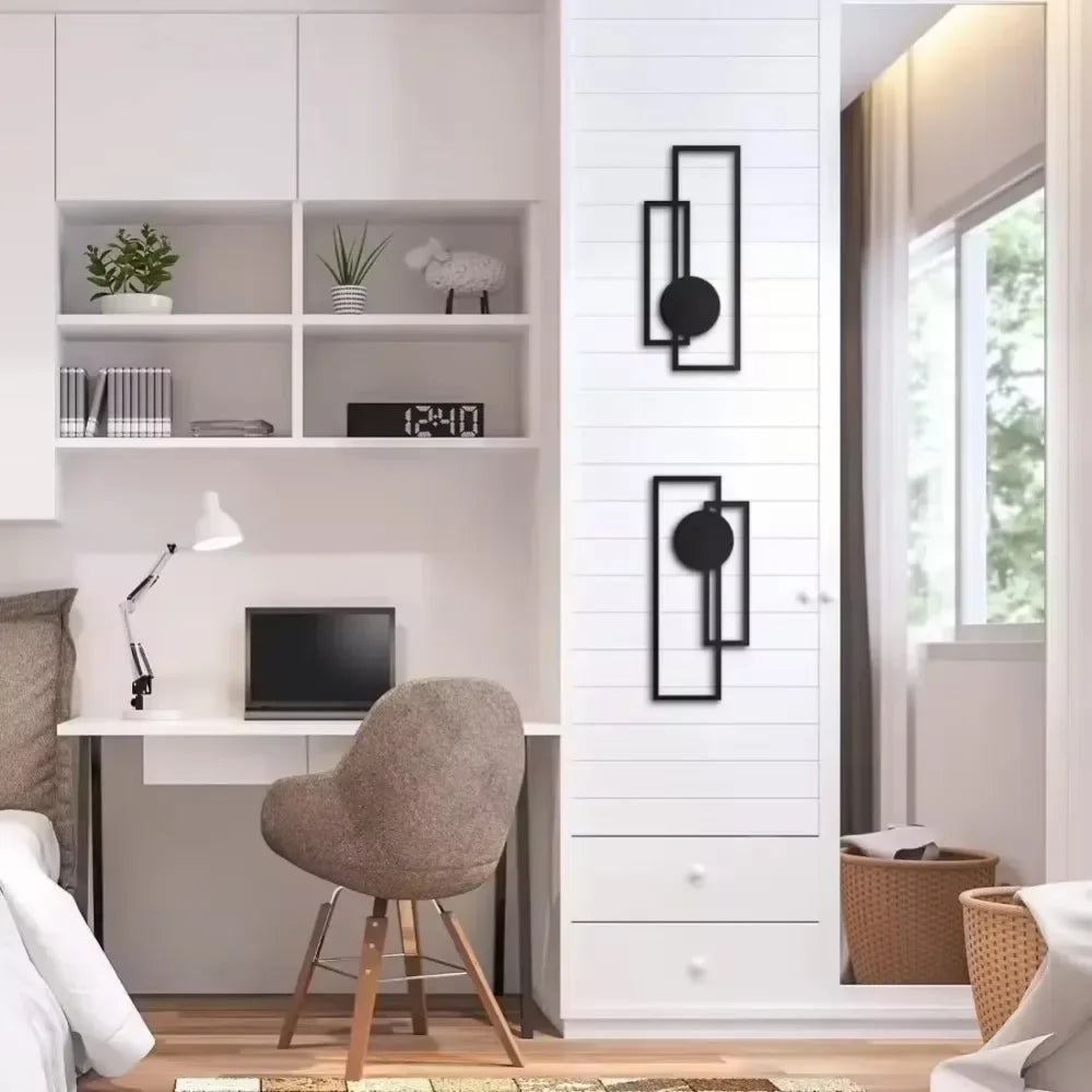 2Pcs Abstract Metal Wall Decor – Minimalist Vertical Geometric Sculptures for Sophisticated Spaces