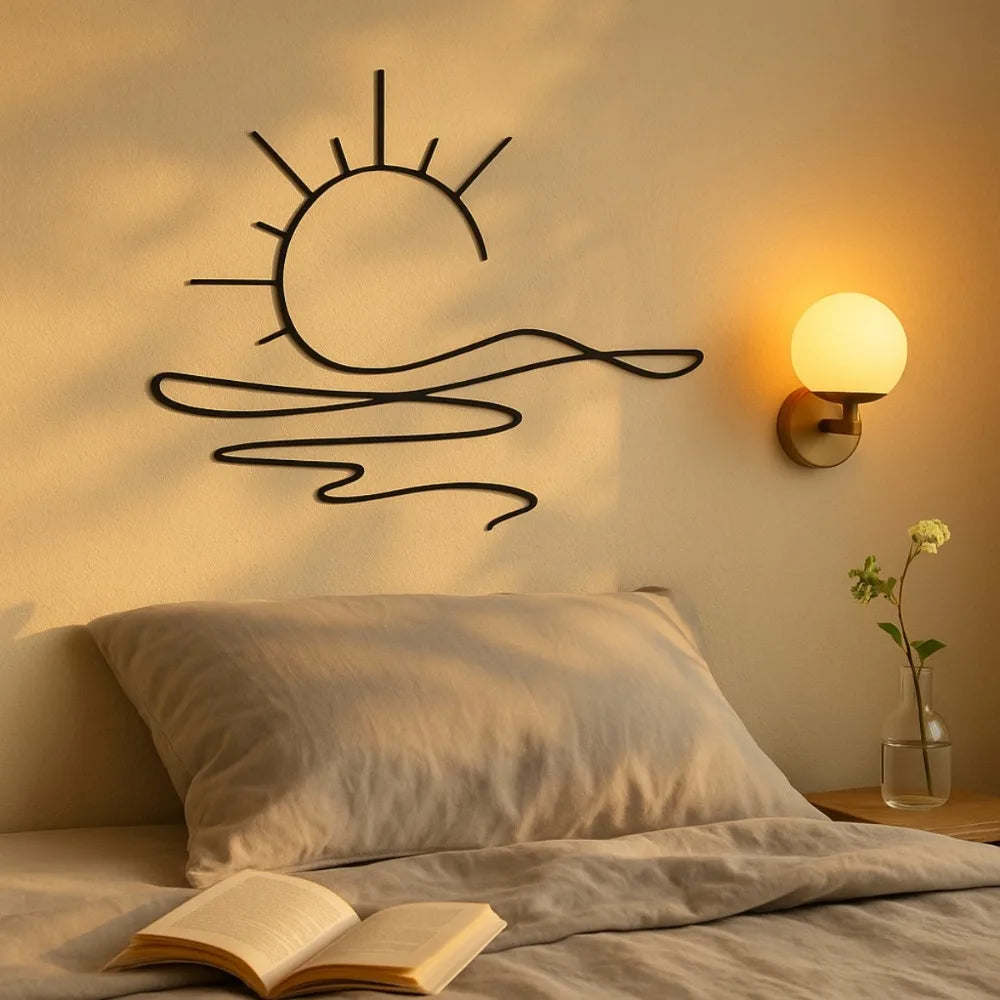Modern Sunrise Iron Wall Art - Minimalist Metal Decor for Home & Office