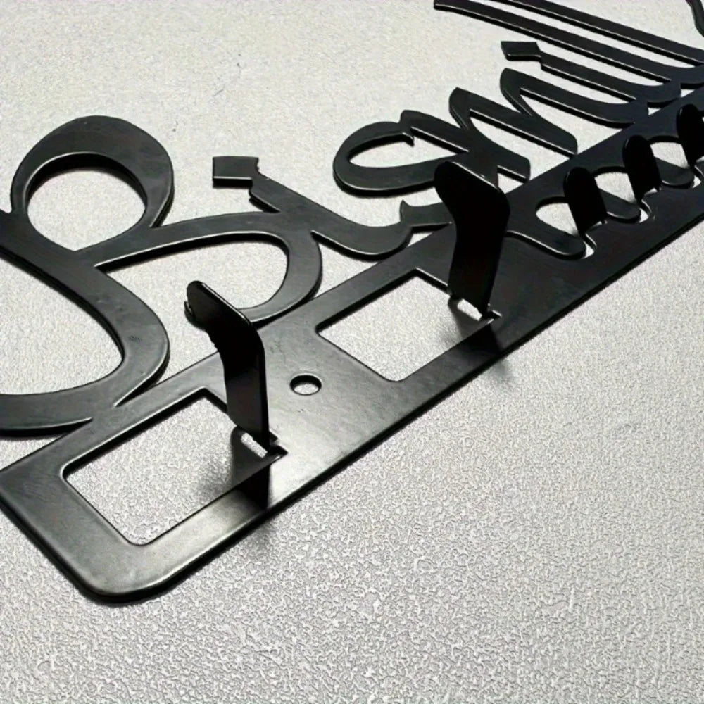 Islamic Decorative Metal Key Holder Wall Art - Delightful Arab-Style Bathroom Decor, Muslim Gift, Geometric Calligraphy Design
