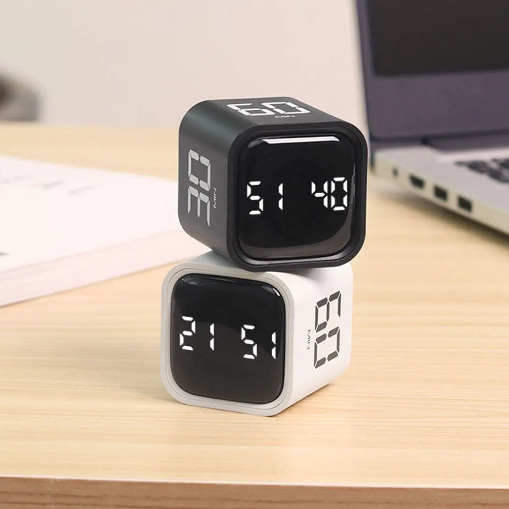 Productivity Cube Timer Mute Vibrate and Adjustable Sound Alert Mini Digital Timer Countdown Timer for Tasks Work Study Kitchen