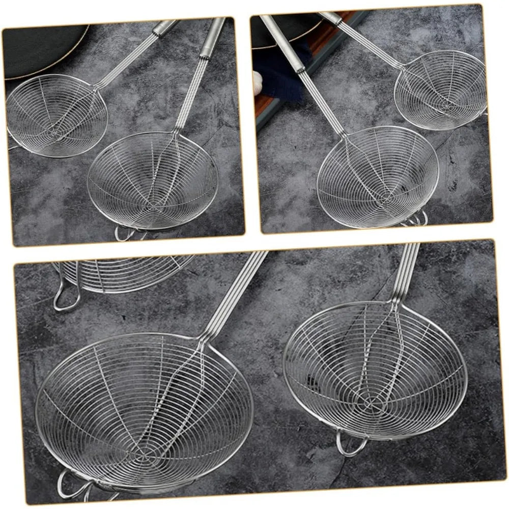 Stainless Steel Slotted Spoon with Hanging Hook Versatile Kitchen Strainer for Pasta Noodles and Frying Ergonomic Design and Ea