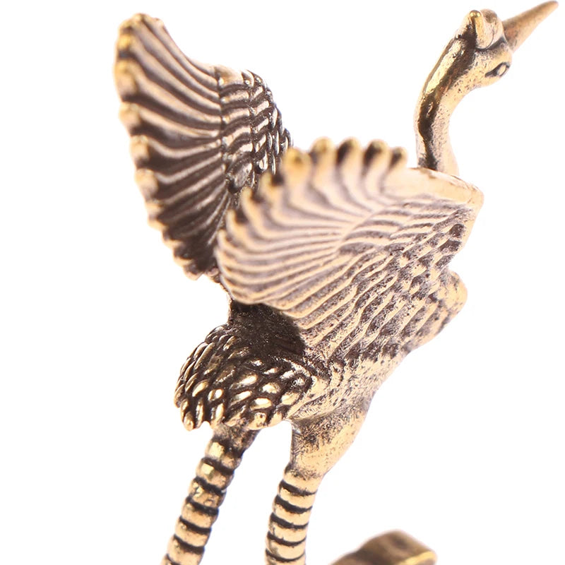 1Pc Brass Crane Figurines Miniatures Desktop Ornaments Living Room Decorations Crafts Accessories Small Animal Statue Decor
