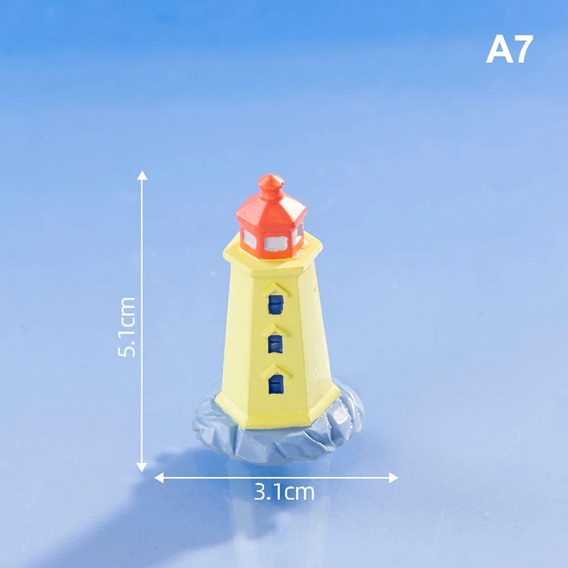 Mini Ocean Figurine Doll Garden Decor Ornament Kid Toy Miniature Landscape Ornaments Lighthouse Statue Resin Craft