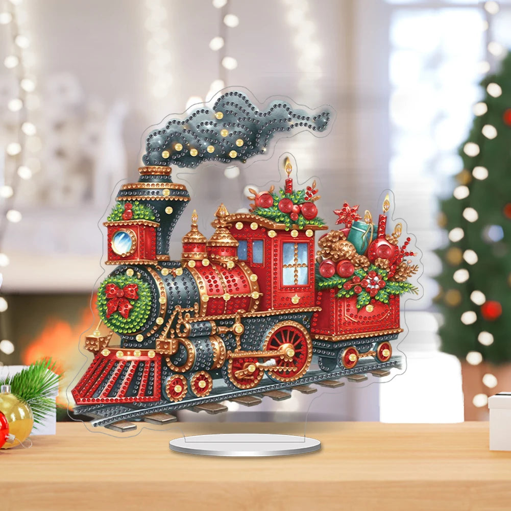 Christmas Special Shaped Desktop Diamond Art Kits Acrylic Diamond Painting Desktop Ornaments Kit for Home Office Desktop Decor
